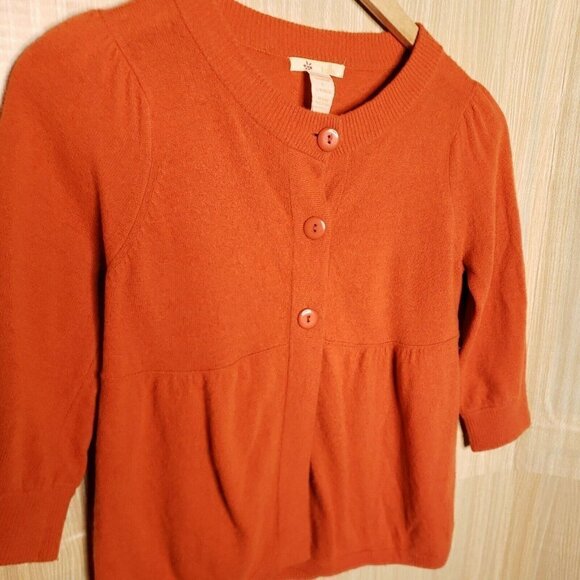 Tulle Womens Orange Wool Blend Cardigan Sweater Large - Picture 3 of 8
